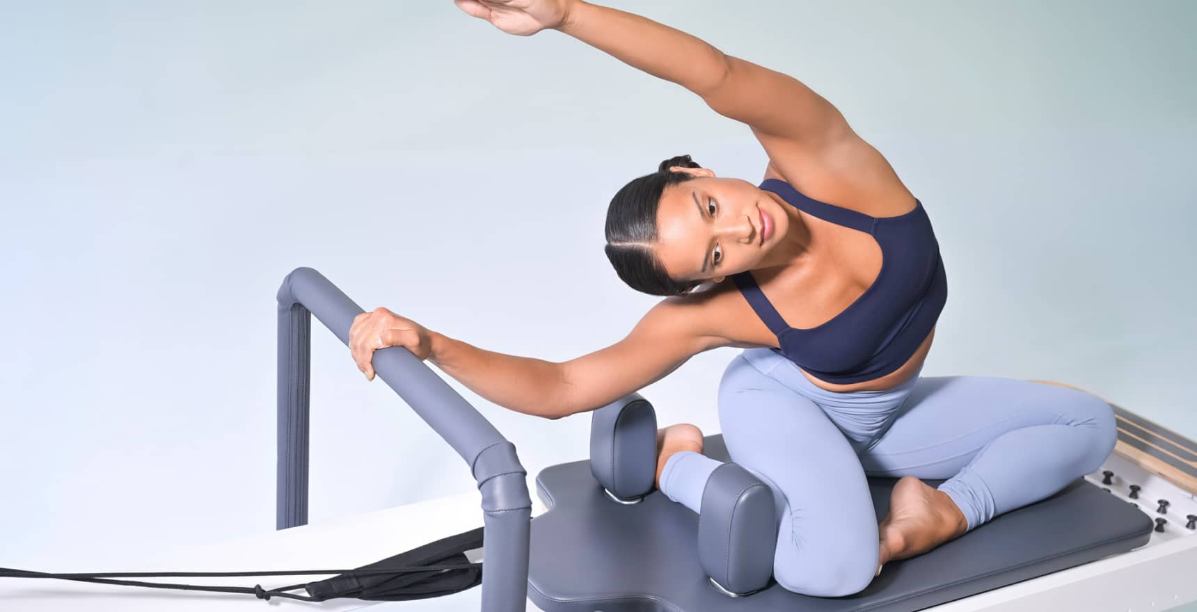 A studio Pilates reformer ready for a session