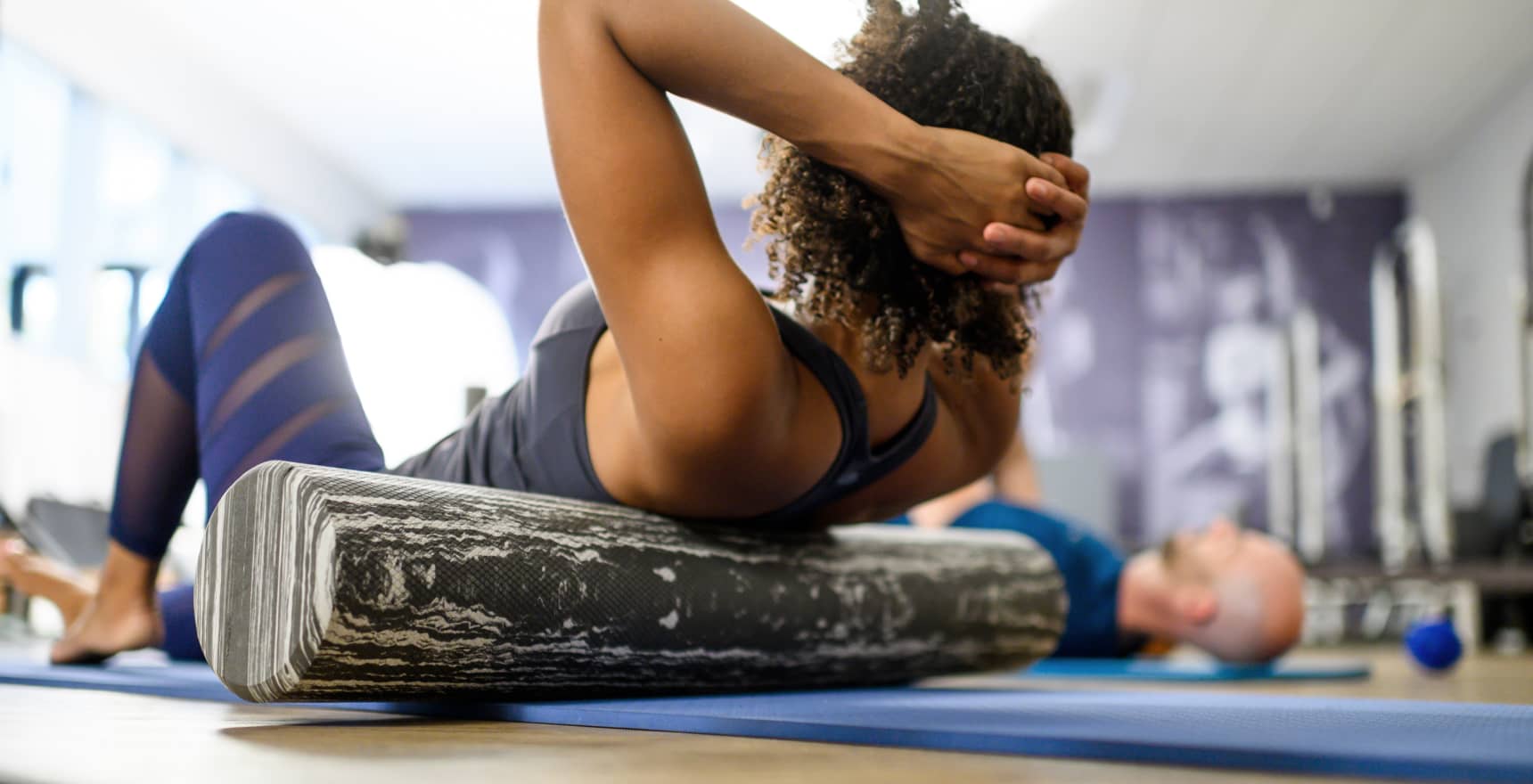 Foam rollers and props used in Pilates injury rehabilitation