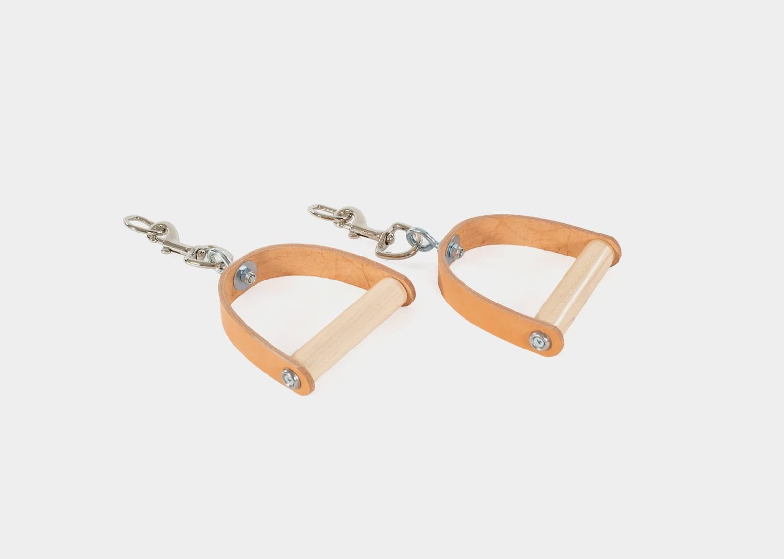 Pair of Centerline leather wood handles for grip.