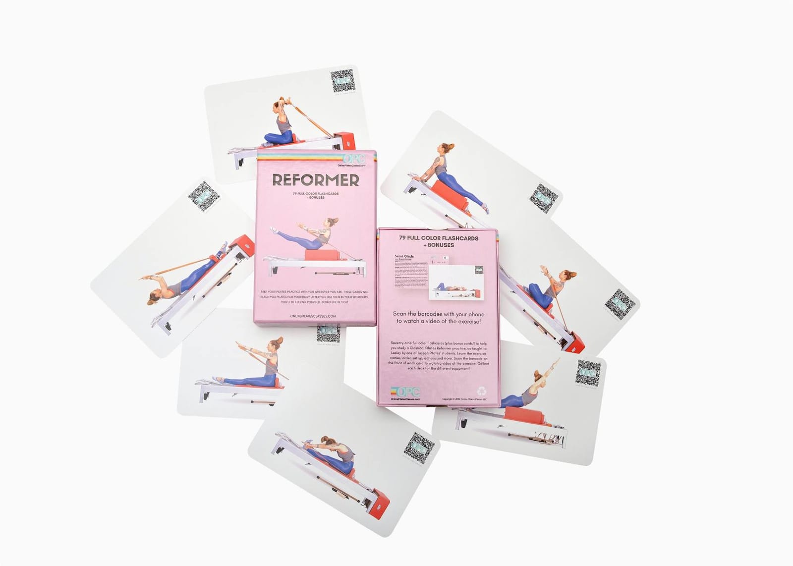 Full-color Pilates Reformer flashcards by Lesley Logan with bonuses.